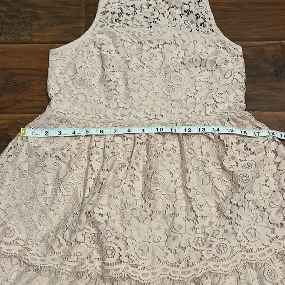 Express Pink Lace Tiered Style Dress Feminine Contemporary Boho Cottage Core - Picture 10 of 16